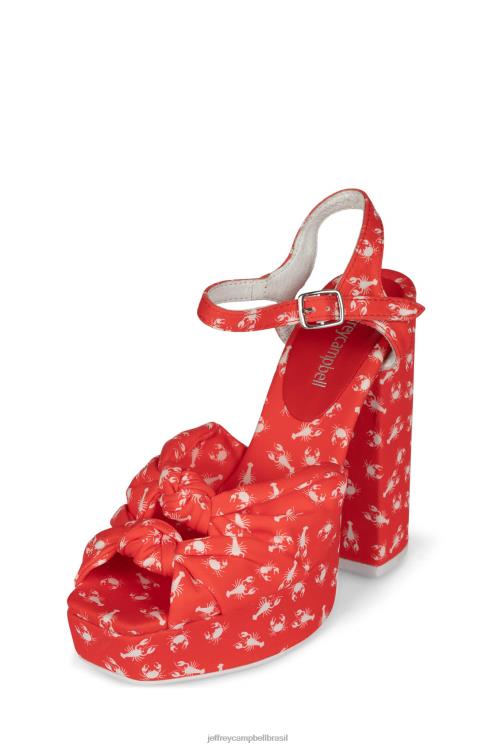 Jeffrey Campbell mulheres B0VBD1198 impressão de caranguejo de lagosta vermelha sandália plataforma nó-2 dias