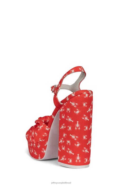 Jeffrey Campbell mulheres B0VBD1198 impressão de caranguejo de lagosta vermelha sandália plataforma nó-2 dias