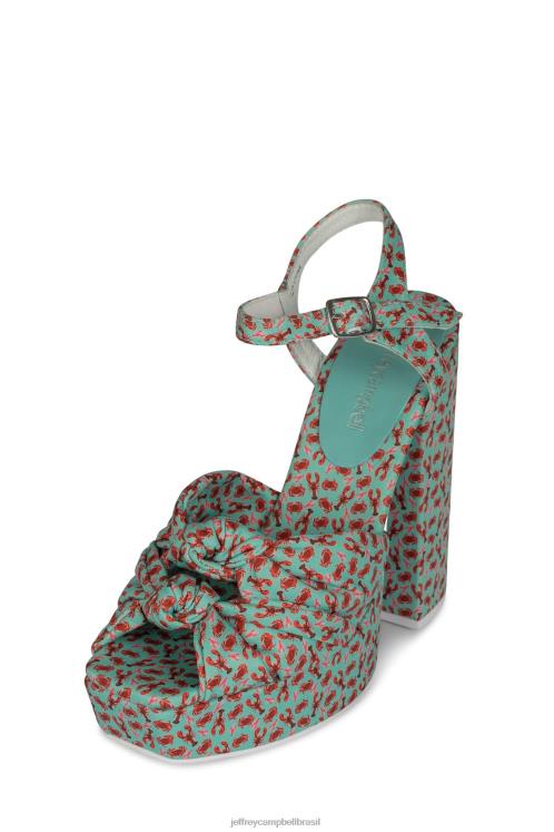 Jeffrey Campbell mulheres B0VBD1199 impressão de lagosta vermelha aqua sandália plataforma nó-2 dias