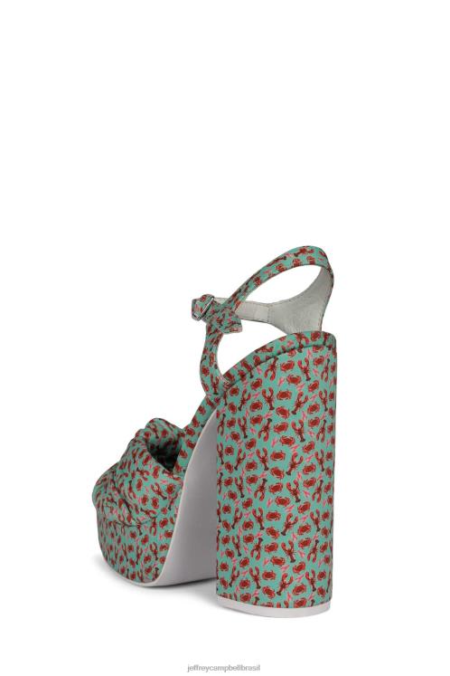 Jeffrey Campbell mulheres B0VBD1199 impressão de lagosta vermelha aqua sandália plataforma nó-2 dias