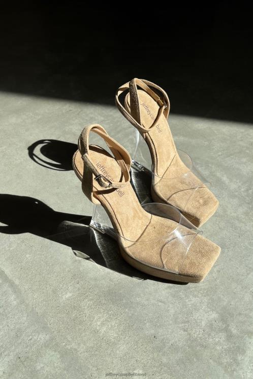 Jeffrey Campbell mulheres B0VBD1219 camurça nude transparente sandália plataforma mínimos