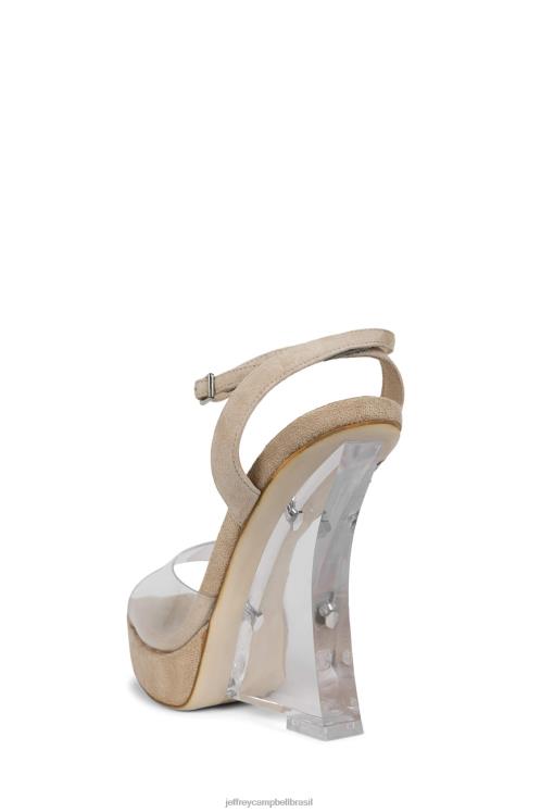 Jeffrey Campbell mulheres B0VBD1219 camurça nude transparente sandália plataforma mínimos