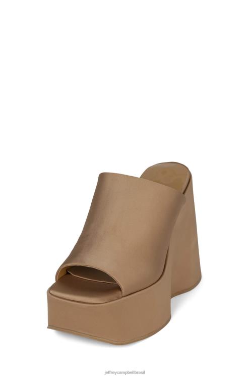 Jeffrey Campbell mulheres B0VBD1220 cetim bege escuro sandália plataforma alto