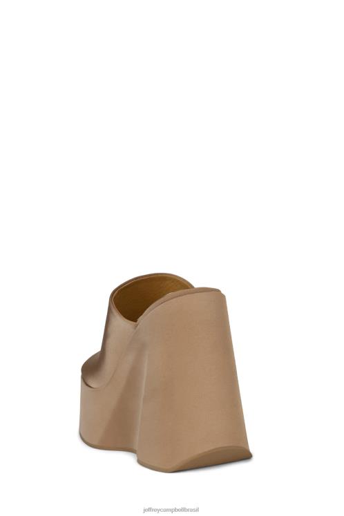 Jeffrey Campbell mulheres B0VBD1220 cetim bege escuro sandália plataforma alto