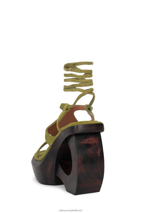 Jeffrey Campbell mulheres B0VBD130 camurça marrom oliva sandália plataforma idolatrar