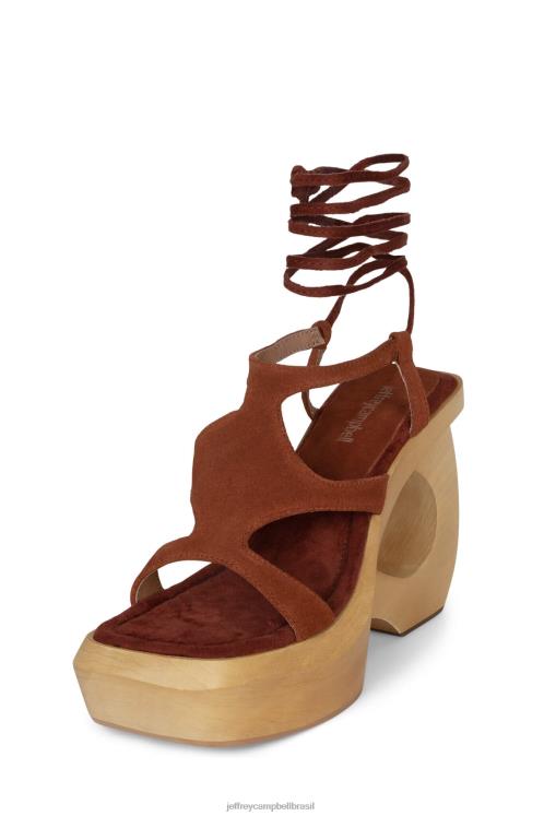 Jeffrey Campbell mulheres B0VBD132 vinho camurça natural sandália plataforma idolatrar