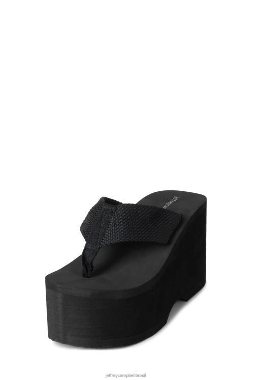Jeffrey Campbell mulheres B0VBD151 preto sandália plataforma acenando