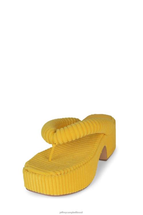 Jeffrey Campbell mulheres B0VBD178 veludo listrado amarelo sandália plataforma luau-2