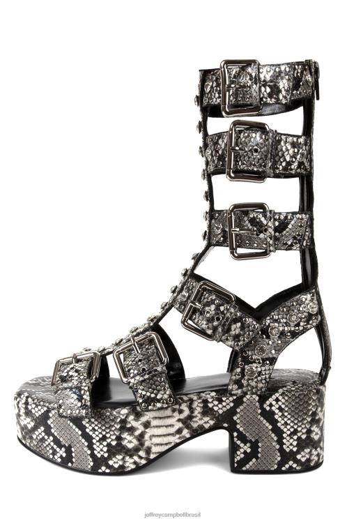 Jeffrey Campbell mulheres B0VBD216 cobra branca preta prata sandália plataforma ramones