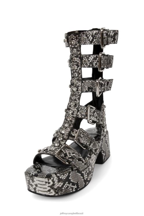Jeffrey Campbell mulheres B0VBD216 cobra branca preta prata sandália plataforma ramones