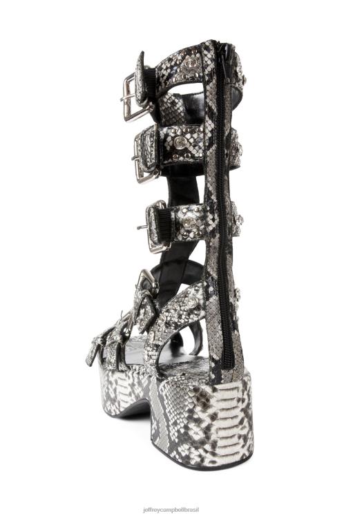 Jeffrey Campbell mulheres B0VBD216 cobra branca preta prata sandália plataforma ramones