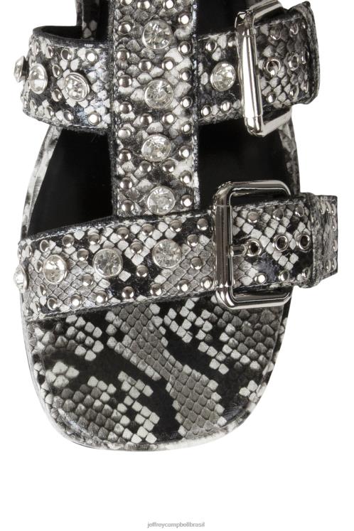 Jeffrey Campbell mulheres B0VBD216 cobra branca preta prata sandália plataforma ramones