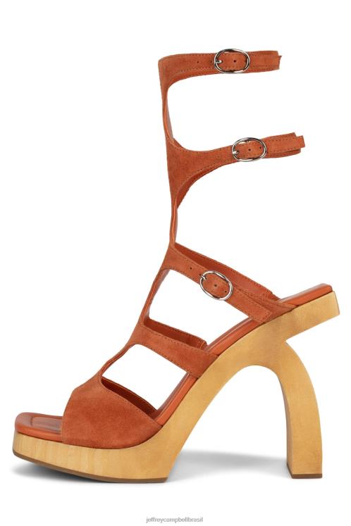 Jeffrey Campbell mulheres B0VBD217 camurça laranja sandália plataforma rivais