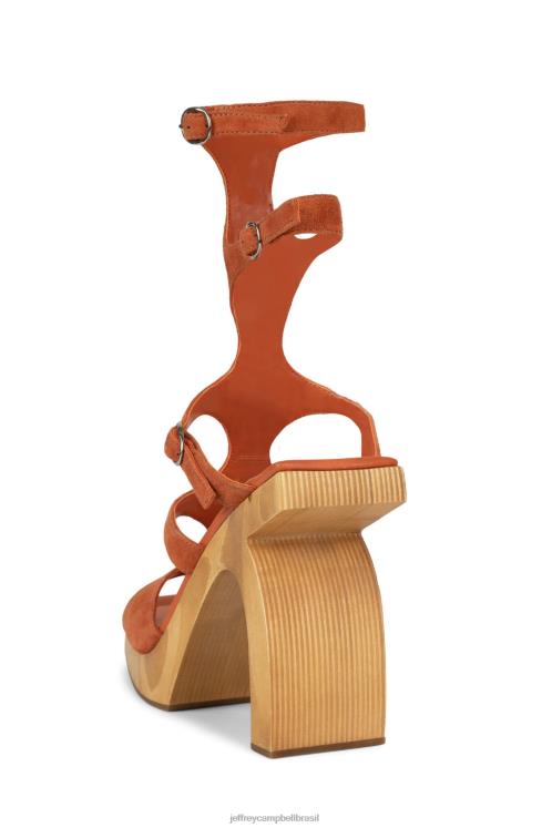 Jeffrey Campbell mulheres B0VBD217 camurça laranja sandália plataforma rivais