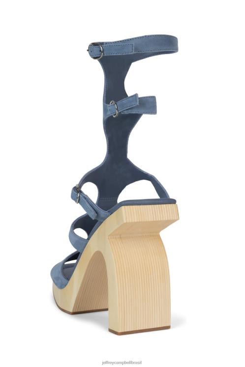 Jeffrey Campbell mulheres B0VBD218 camurça azul natural sandália plataforma rivais