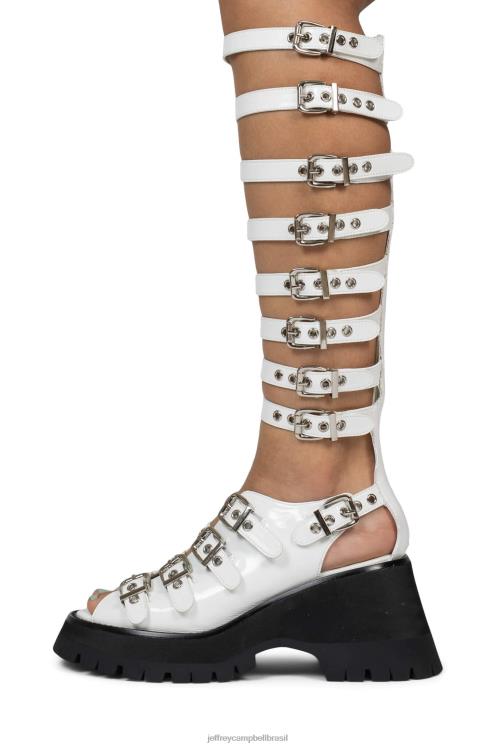 Jeffrey Campbell mulheres B0VBD242 patente de rugas brancas sandália plataforma pós-punk