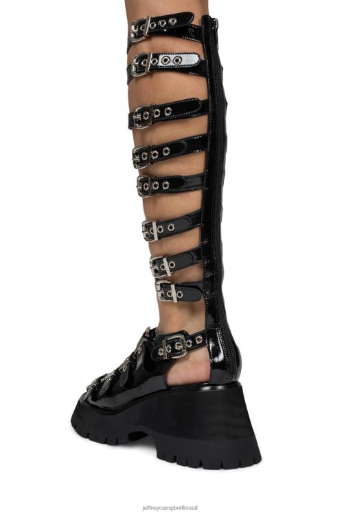 Jeffrey Campbell mulheres B0VBD243 patente de rugas pretas sandália plataforma pós-punk