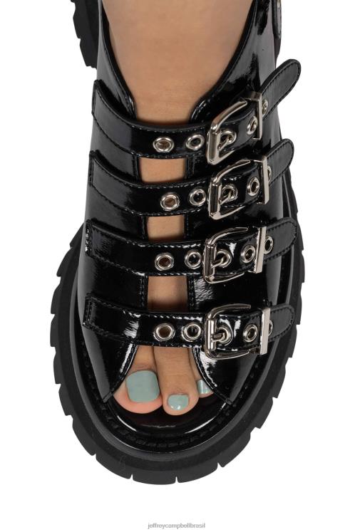 Jeffrey Campbell mulheres B0VBD243 patente de rugas pretas sandália plataforma pós-punk