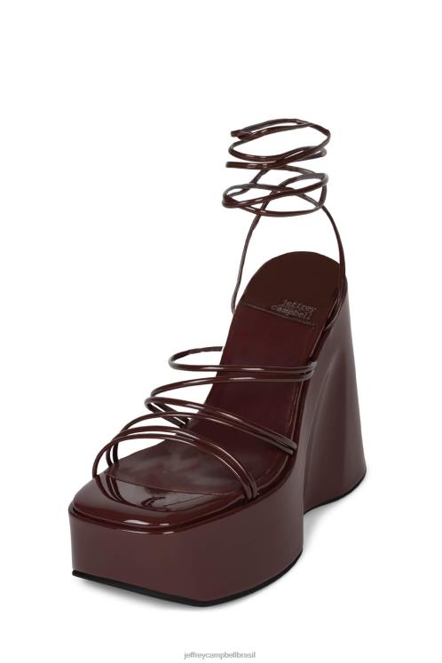 Jeffrey Campbell mulheres B0VBD254 patente marrom sandália plataforma níveis
