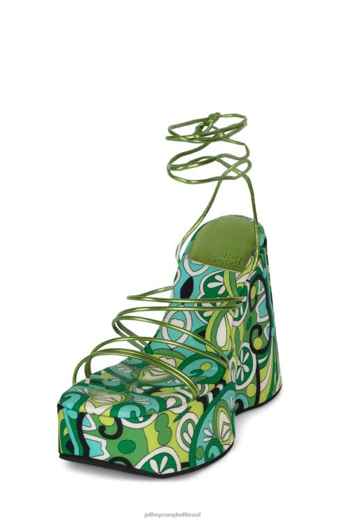 Jeffrey Campbell mulheres B0VBD255 verde multi verde sandália plataforma níveis