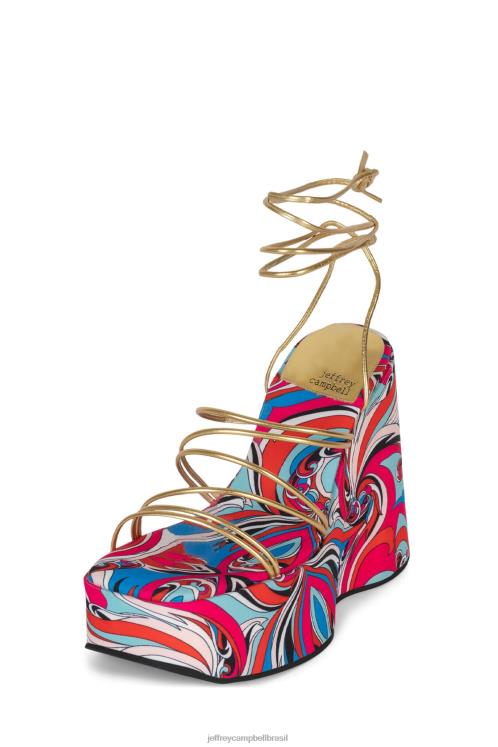 Jeffrey Campbell mulheres B0VBD256 multi ouro vermelho sandália plataforma níveis