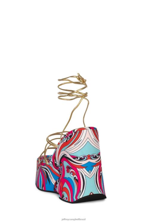 Jeffrey Campbell mulheres B0VBD256 multi ouro vermelho sandália plataforma níveis