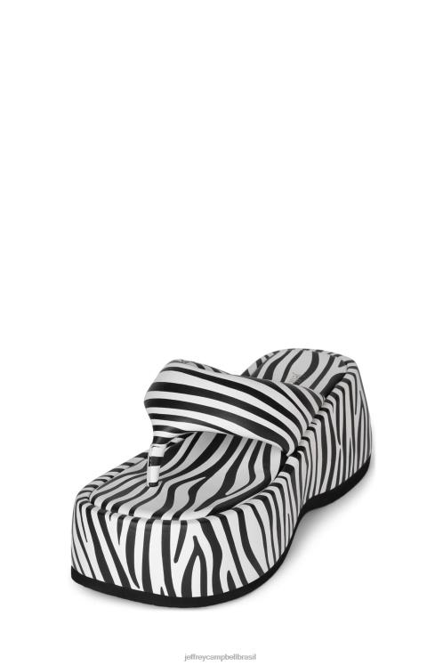 Jeffrey Campbell mulheres B0VBD261 zebra branca preta sandália plataforma Chora bebê