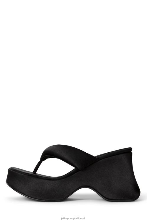 Jeffrey Campbell mulheres B0VBD37 cetim preto sandália plataforma pingando
