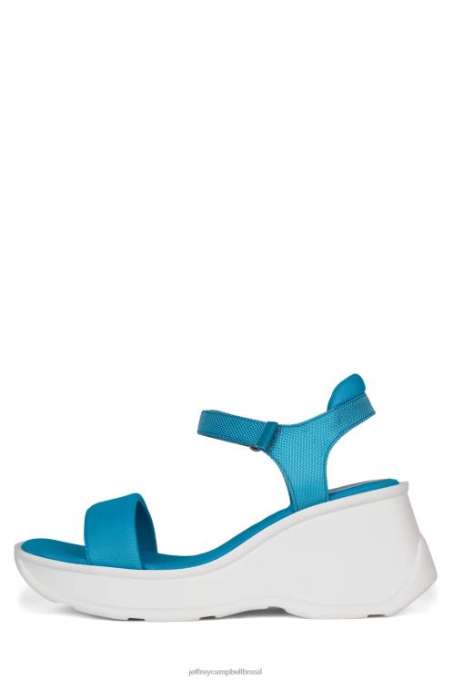 Jeffrey Campbell mulheres B0VBD42 combinação azul branco sandália plataforma focado
