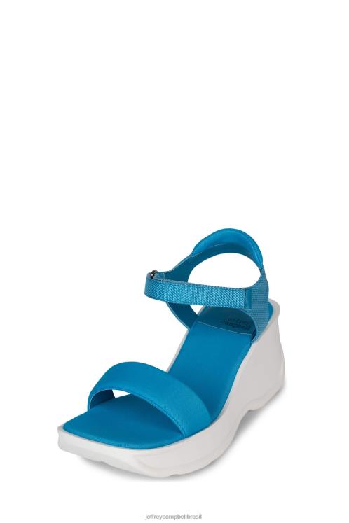 Jeffrey Campbell mulheres B0VBD42 combinação azul branco sandália plataforma focado