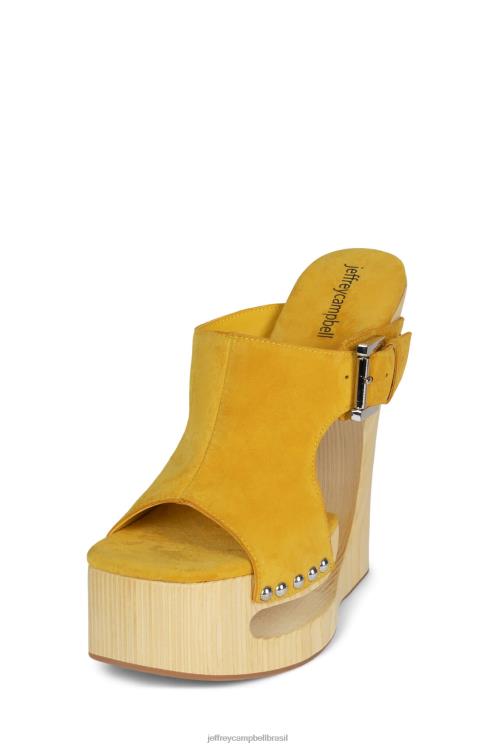 Jeffrey Campbell mulheres B0VBD923 camurça mostarda sandália plataforma etéreo