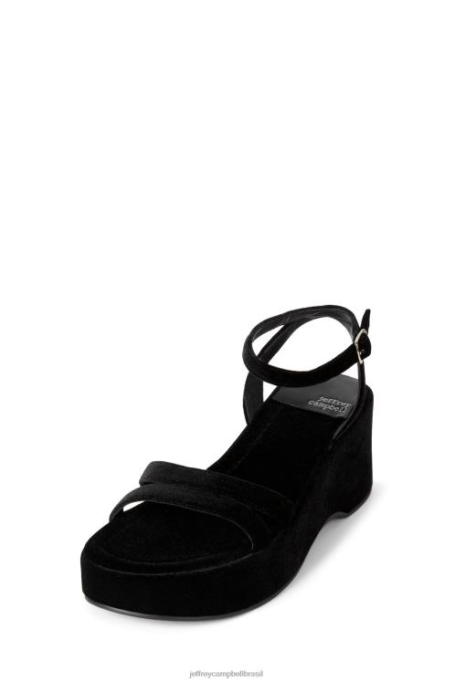 Jeffrey Campbell mulheres B0VBD931 veludo preto amassado sandália plataforma ativar