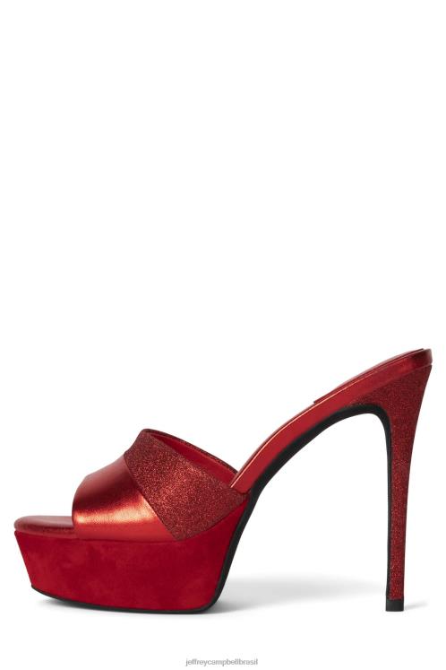Jeffrey Campbell mulheres B0VBD936 combinação de glitter vermelho sandália plataforma limítrofe