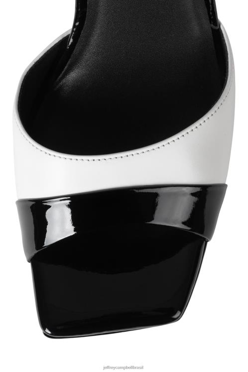Jeffrey Campbell mulheres B0VBD940 preto patente branco sandália plataforma elevando