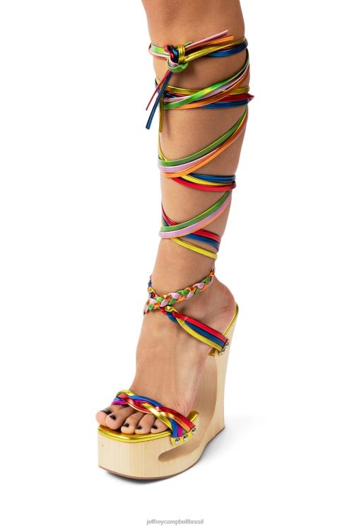 Jeffrey Campbell mulheres B0VBD955 ouro brilhante multi sandália plataforma labirintos