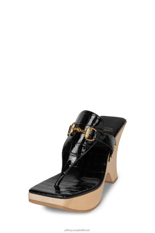 Jeffrey Campbell mulheres B0VBD974 ouro preto croco sandália plataforma nebuloso