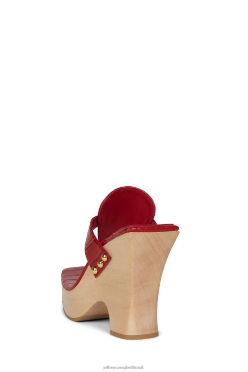 Jeffrey Campbell mulheres B0VBD975 ouro croco vermelho sandália plataforma nebuloso