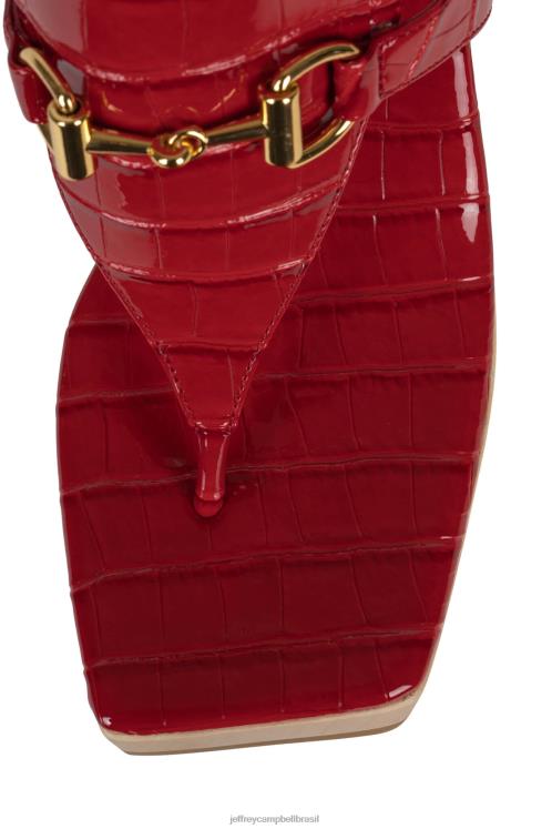 Jeffrey Campbell mulheres B0VBD975 ouro croco vermelho sandália plataforma nebuloso