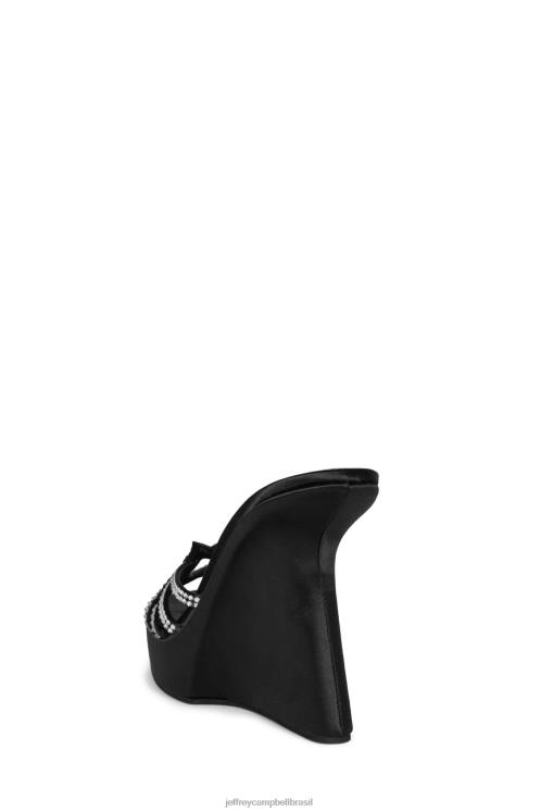 Jeffrey Campbell mulheres B0VBD984 preto cetim prata sandália plataforma megastar