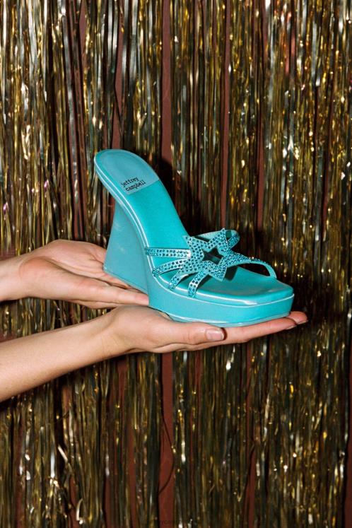 Jeffrey Campbell mulheres B0VBD987 cetim azul azul sandália plataforma megastar