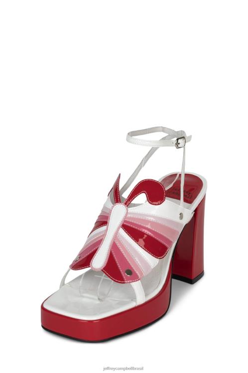 Jeffrey Campbell mulheres B0VBD989 vermelho patente branco multi sandália plataforma monarca-l