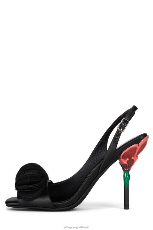 Jeffrey Campbell mulheres B0VBD1313 cetim preto bomba de salto alto subindo