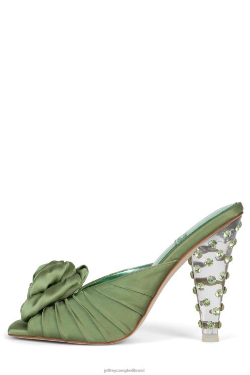 Jeffrey Campbell mulheres B0VBD1319 cetim verde verde bomba de salto alto floresceu