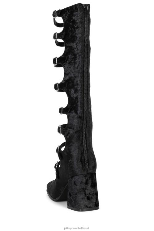 Jeffrey Campbell mulheres B0VBD1329 veludo preto amassado bomba de salto alto senhor
