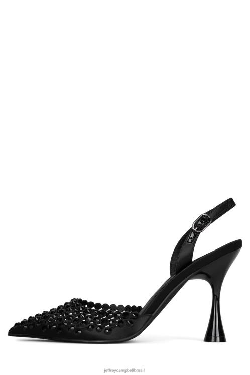 Jeffrey Campbell mulheres B0VBD1350 cetim preto preto bomba de salto alto olho roxo