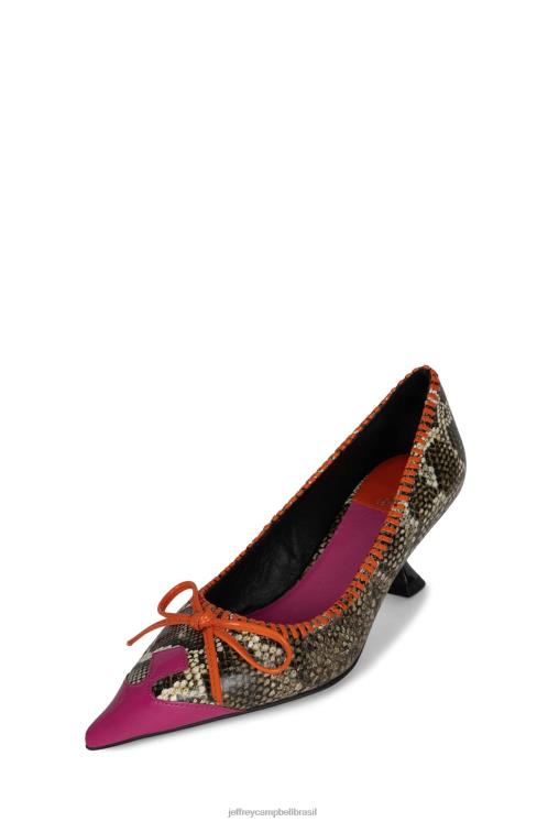 Jeffrey Campbell mulheres B0VBD1363 rosa pat bege cobra laranja bomba de salto alto torpedo-2