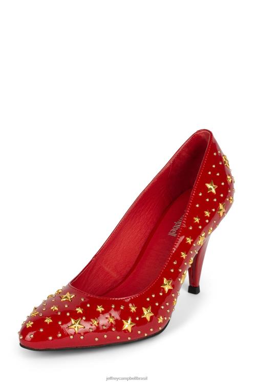 Jeffrey Campbell mulheres B0VBD1373 ouro patente vermelho bomba de salto alto observar as estrelas