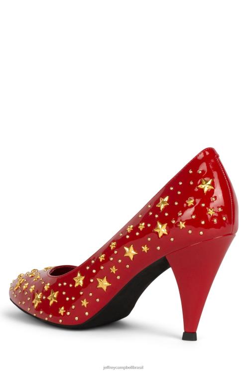 Jeffrey Campbell mulheres B0VBD1373 ouro patente vermelho bomba de salto alto observar as estrelas