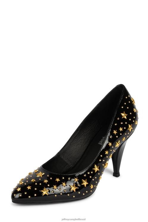 Jeffrey Campbell mulheres B0VBD1375 ouro preto patente bomba de salto alto observar as estrelas
