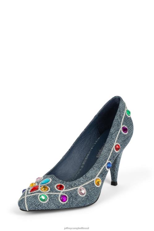 Jeffrey Campbell mulheres B0VBD1376 jóias brilhantes denim azul bomba de salto alto mcfly